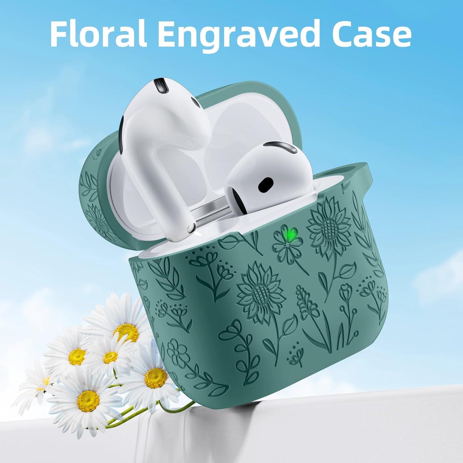 Funda de Silicona DaQin para AirPods 4 - Verde Pino, Protección Completa