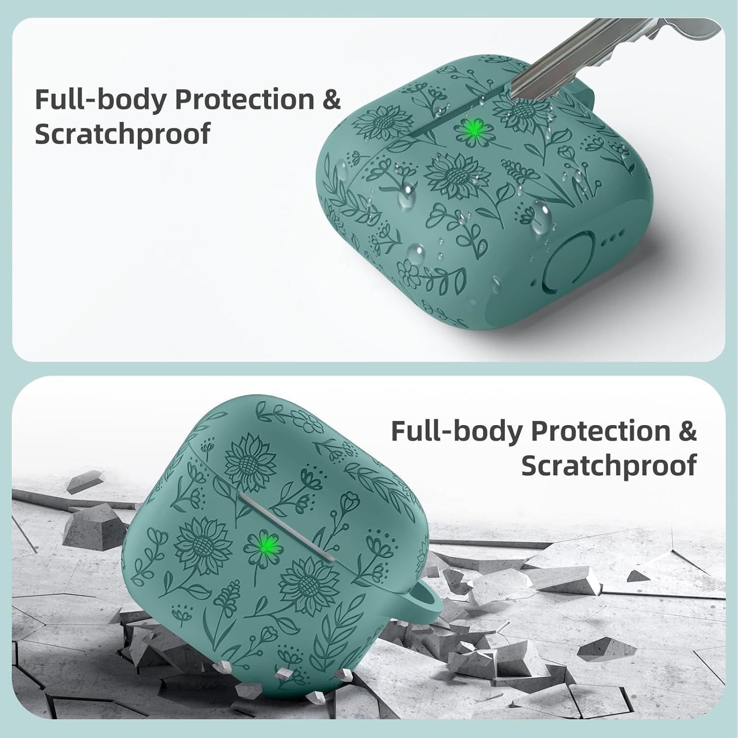 Funda de Silicona DaQin para AirPods 4 - Verde Pino, Protección Completa