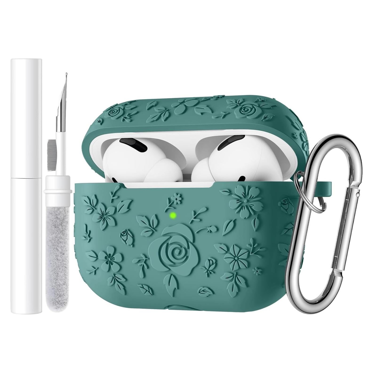 Funda de Silicona Floral Beydoa para AirPods Pro 2 Verde Pino