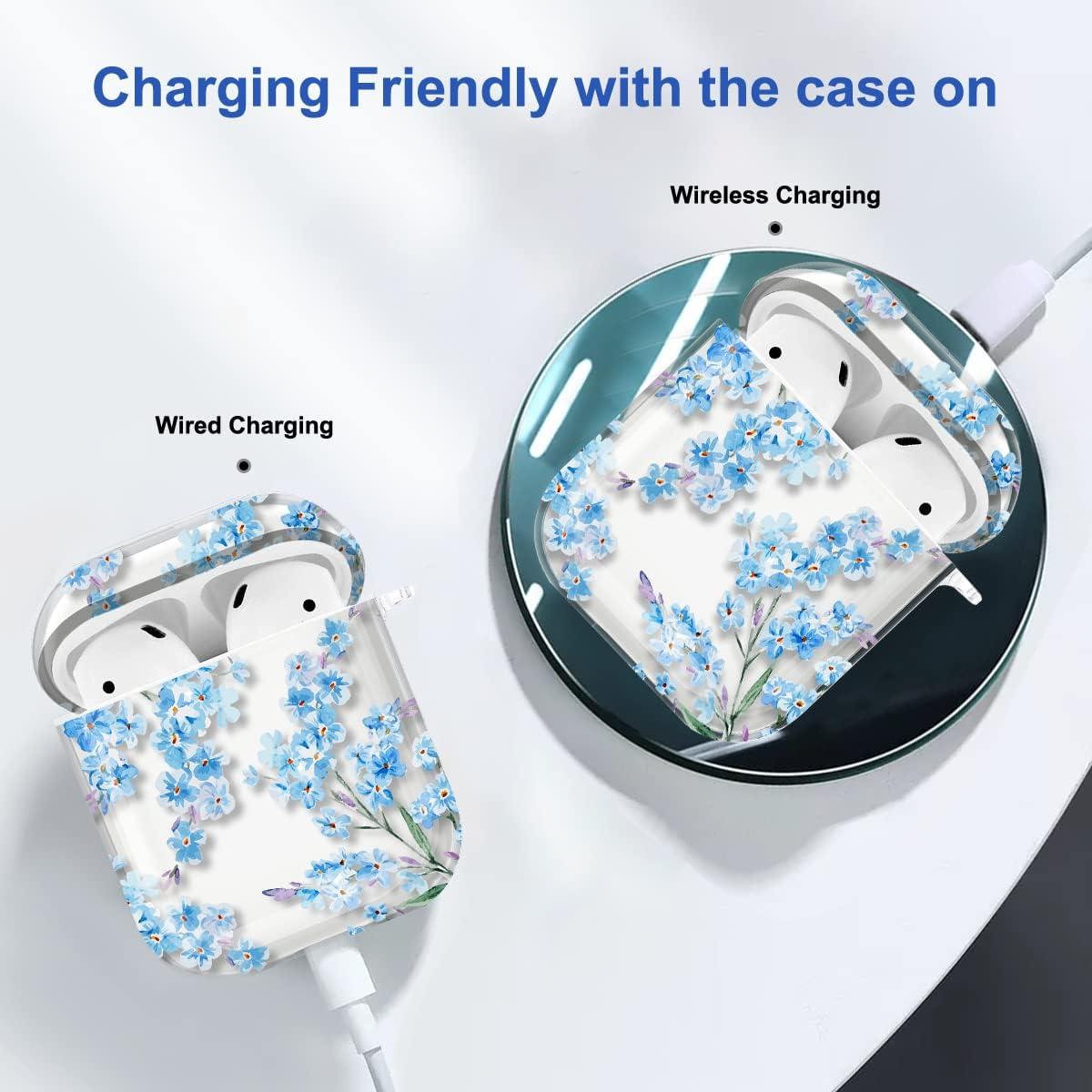 Estuche transparente Maxjoy para AirPods 1ª y 2ª gen - Flor