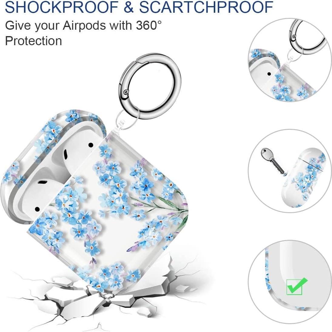 Estuche transparente Maxjoy para AirPods 1ª y 2ª gen - Flor