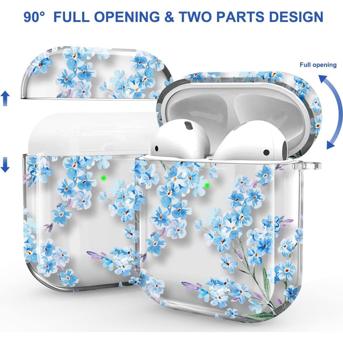 Estuche transparente Maxjoy para AirPods 1ª y 2ª gen - Flor