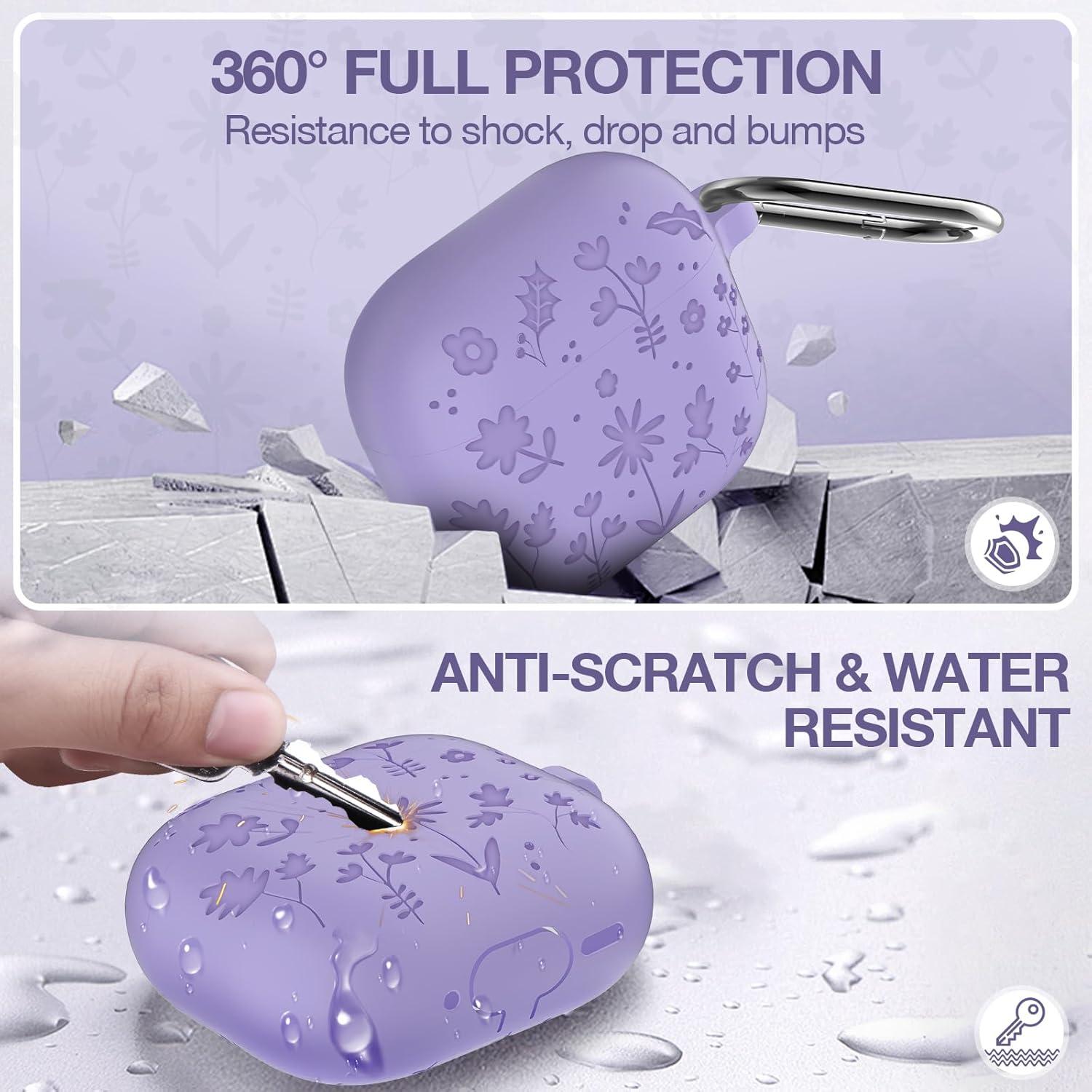 Funda Silicona AirPods 4 LDSXAY Morado con Kit de Limpieza