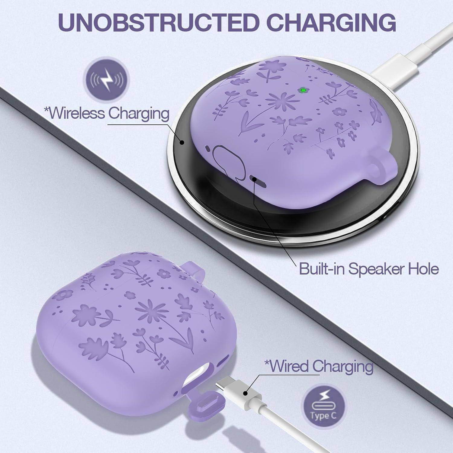 Funda Silicona AirPods 4 LDSXAY Morado con Kit de Limpieza