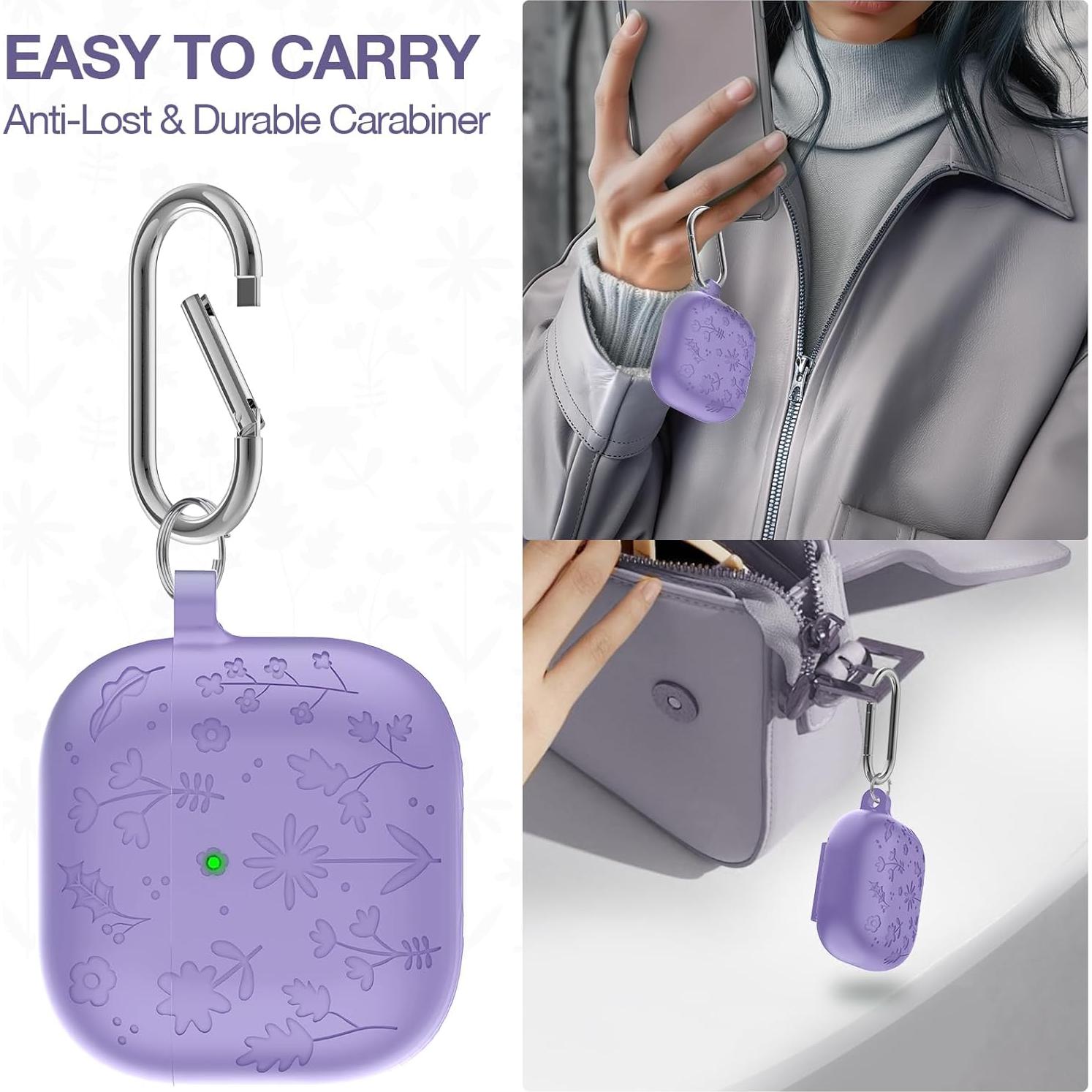Funda Silicona AirPods 4 LDSXAY Morado con Kit de Limpieza