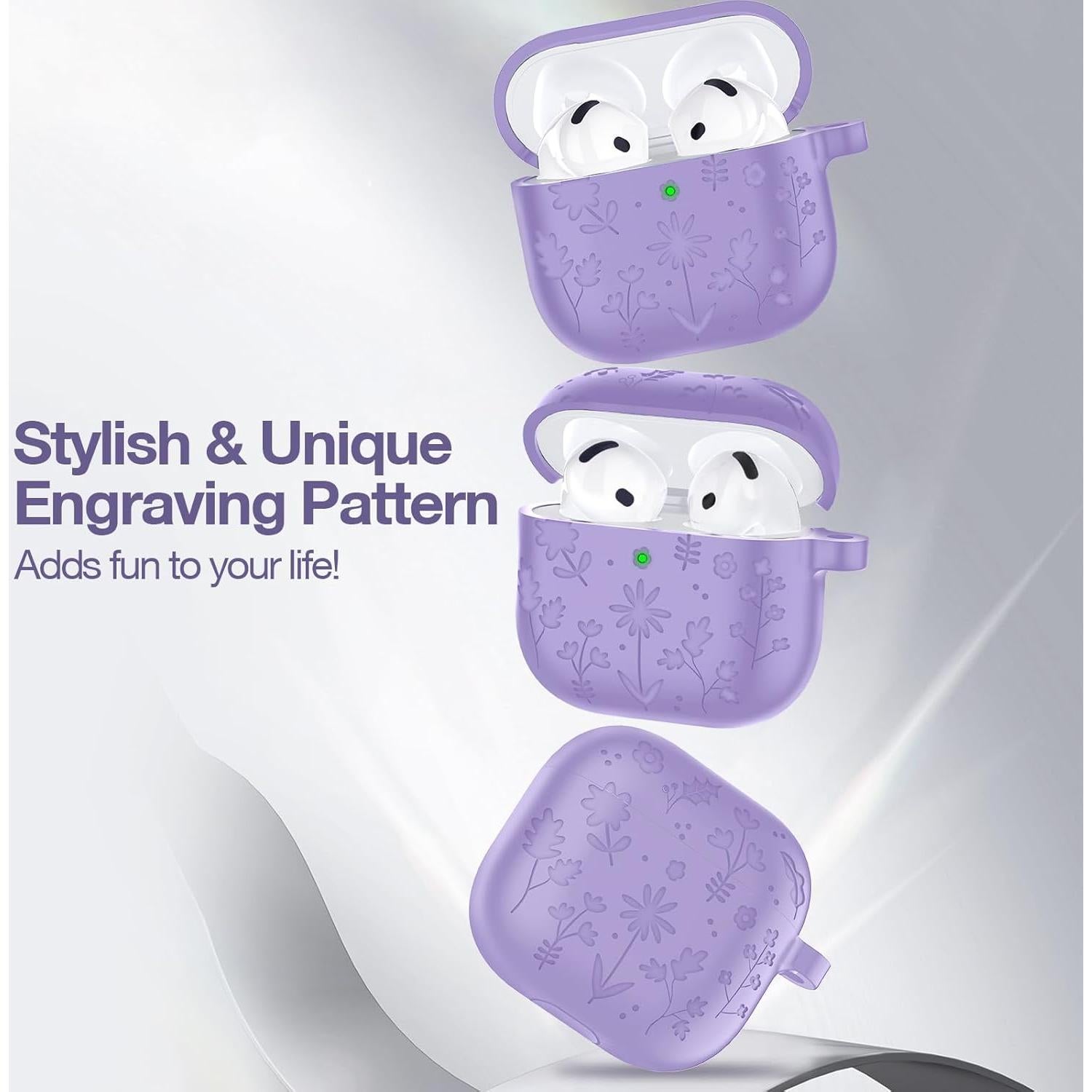 Funda Silicona AirPods 4 LDSXAY Morado con Kit de Limpieza