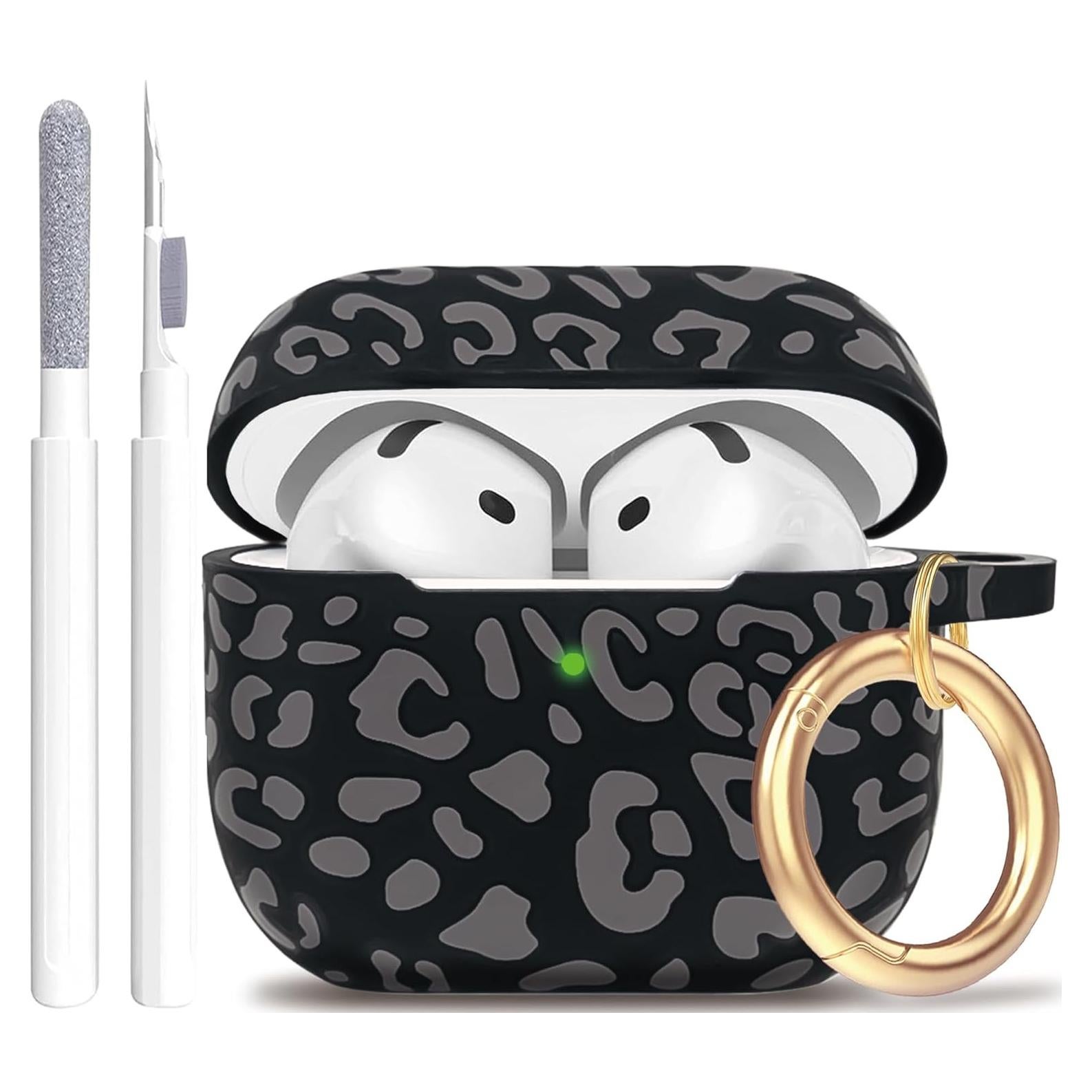 Funda de Silicona Gawnock para AirPods 4ta Gen Leopardo Gris