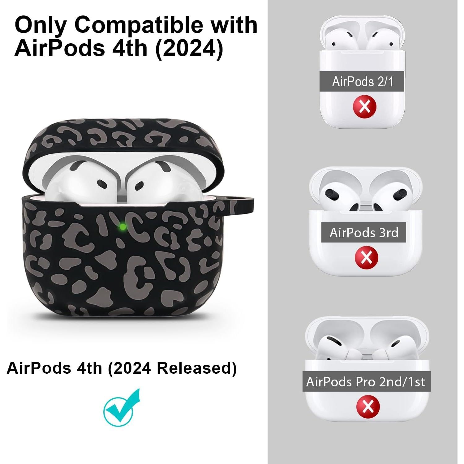 Funda de Silicona Gawnock para AirPods 4ta Gen Leopardo Gris