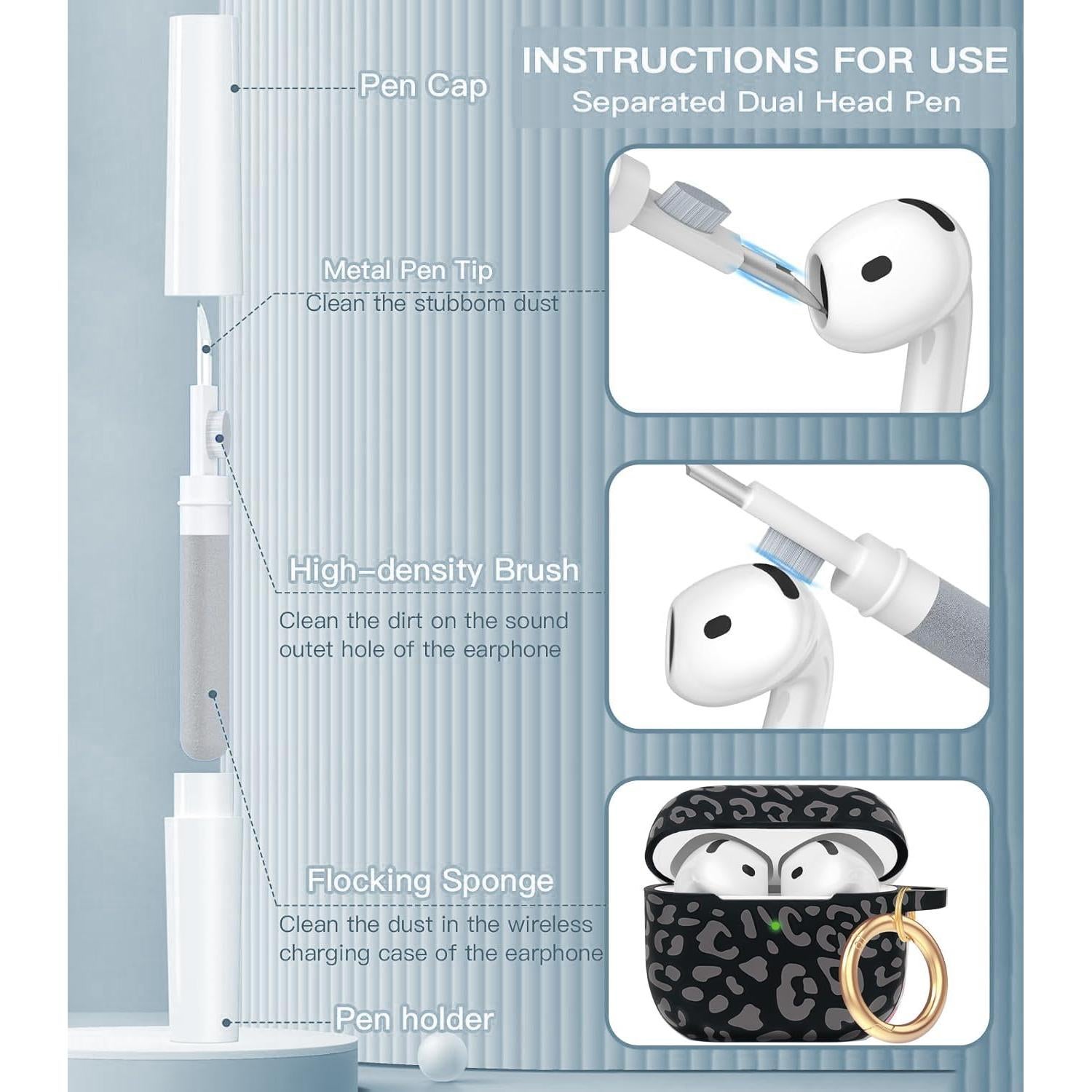 Funda de Silicona Gawnock para AirPods 4ta Gen Leopardo Gris