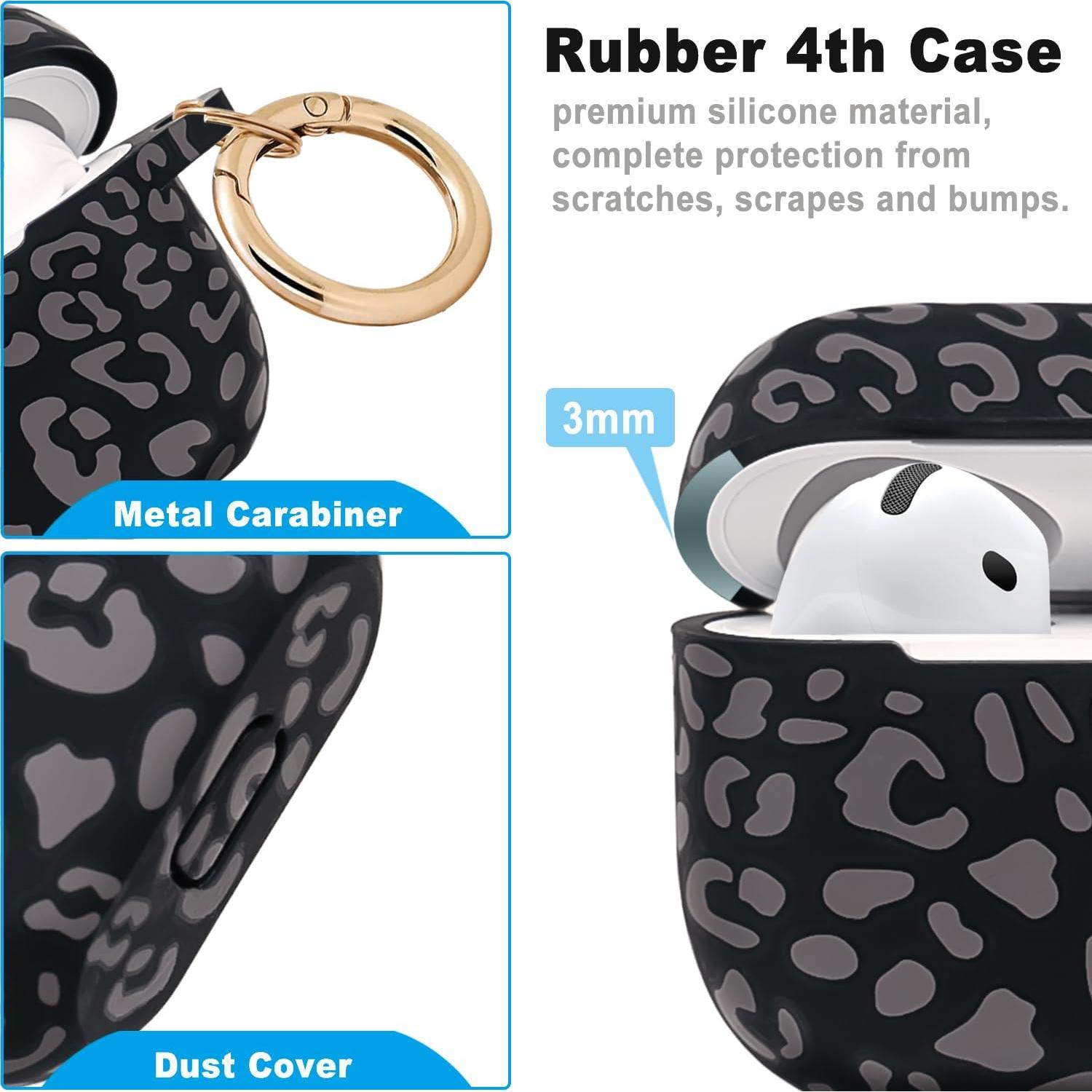 Funda de Silicona Gawnock para AirPods 4ta Gen Leopardo Gris