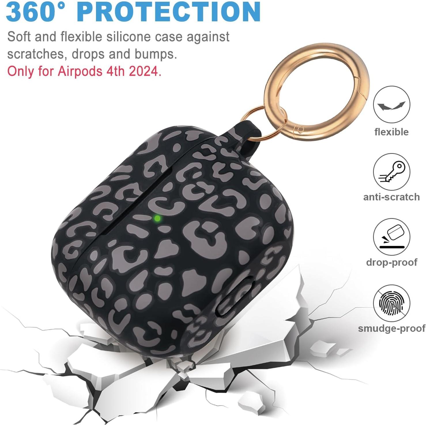 Funda de Silicona Gawnock para AirPods 4ta Gen Leopardo Gris