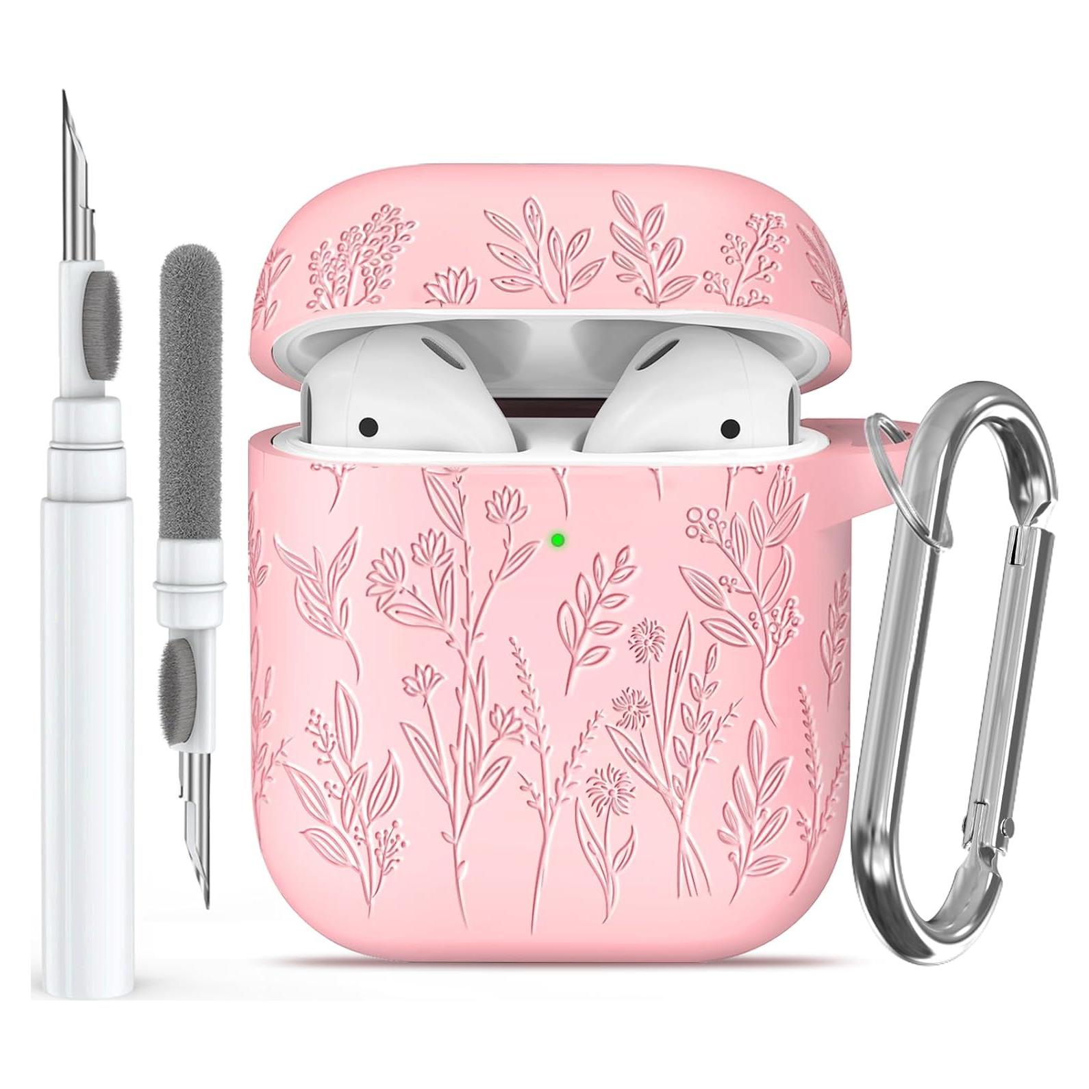 Funda de Silicona Rosa para AirPods 2ª/1ª Gen con Flores