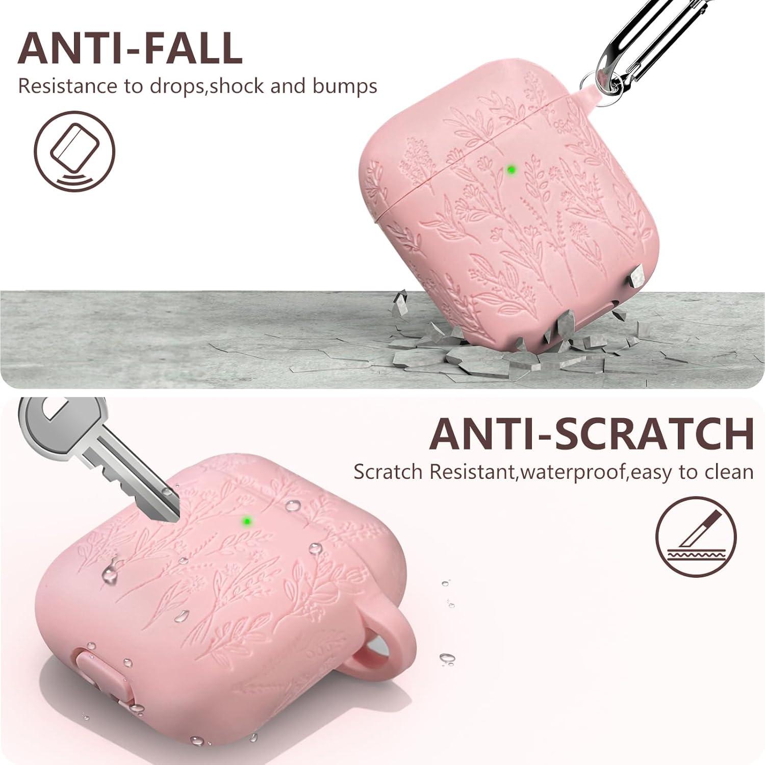 Funda de Silicona Rosa para AirPods 2ª/1ª Gen con Flores