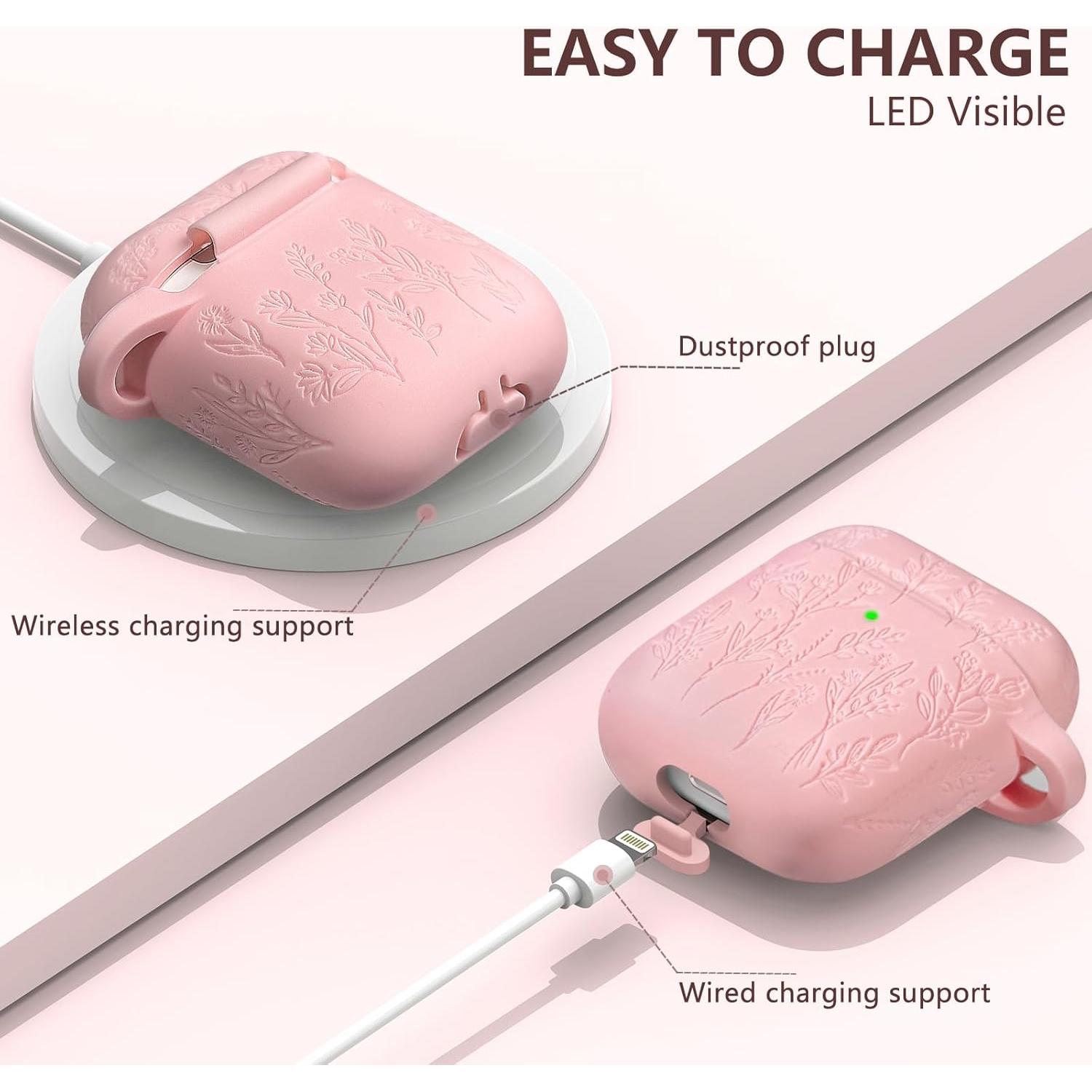 Funda de Silicona Rosa para AirPods 2ª/1ª Gen con Flores