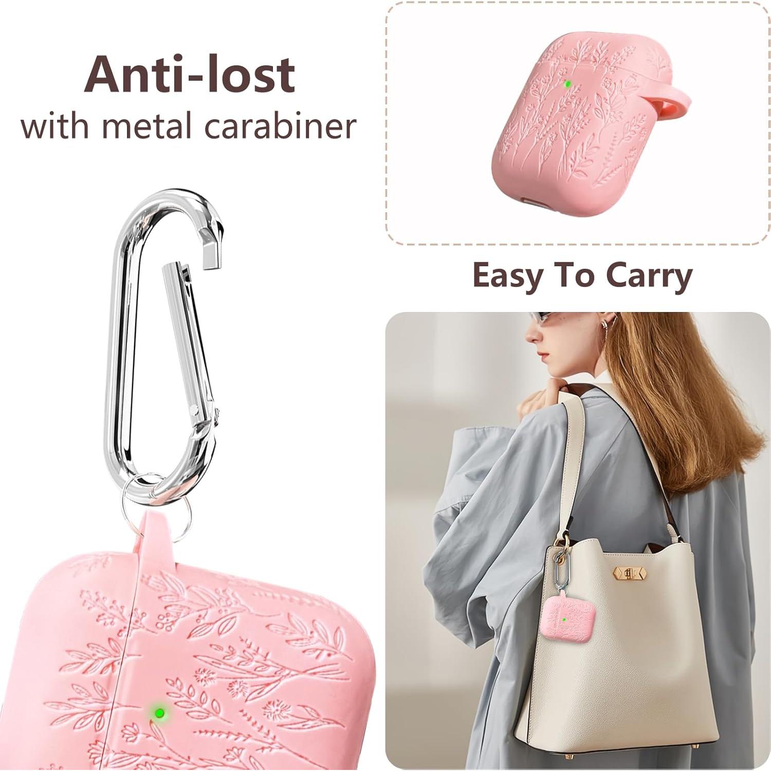 Funda de Silicona Rosa para AirPods 2ª/1ª Gen con Flores