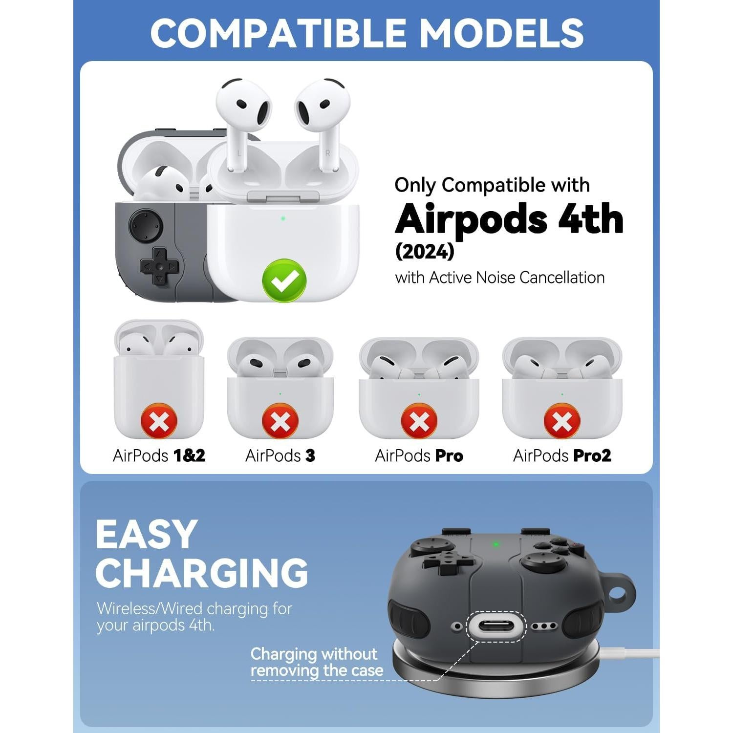 Funda Protectora de Silicona para AirPods 4 Wowwat - Gris Oscuro