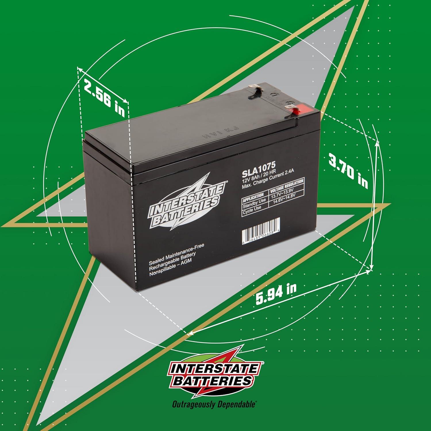 Batería 12V 8Ah Interstate SLA1075 AGM Recargable