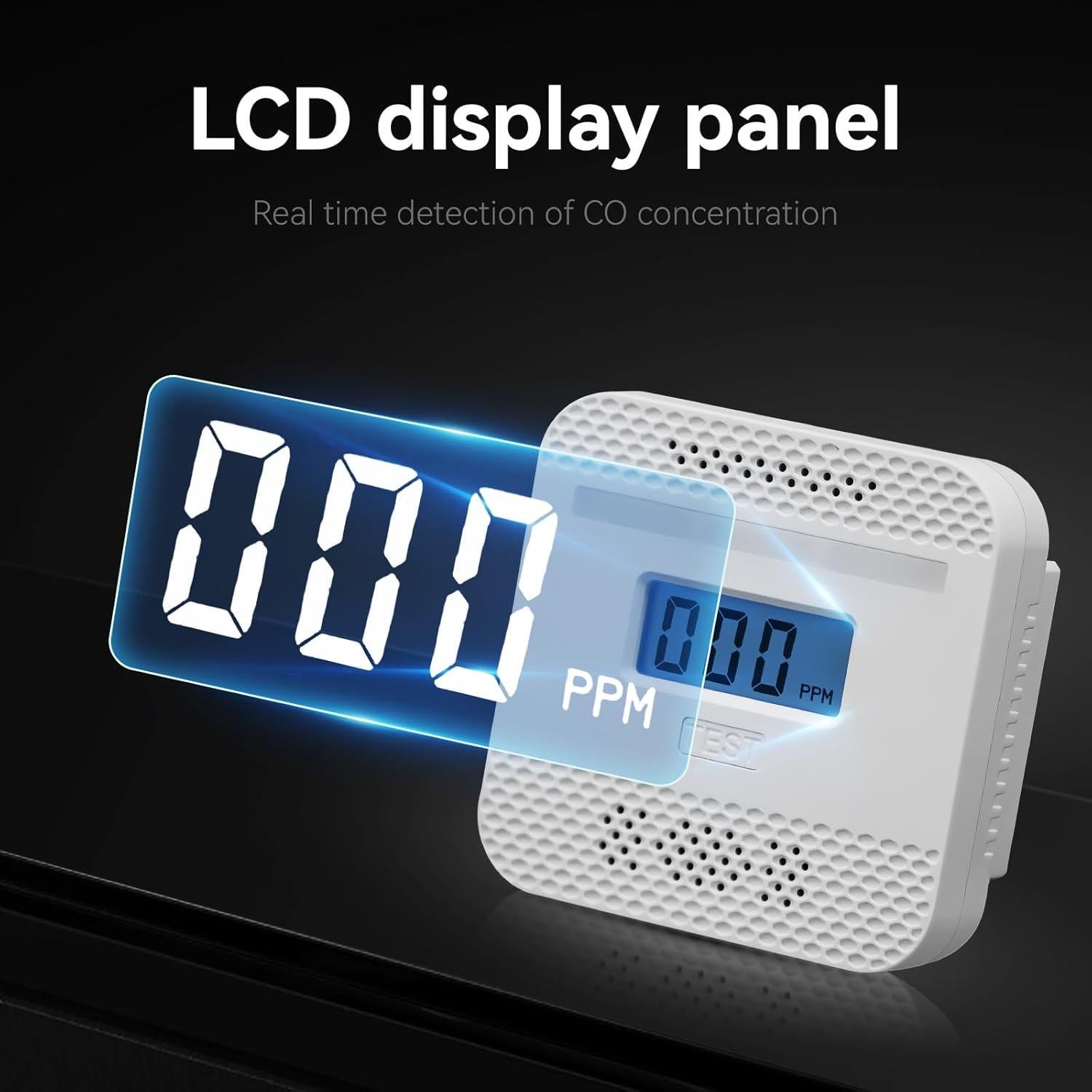 Detector de Monóxido de Carbono HuiDeonne XY-C610 con Pantalla LCD