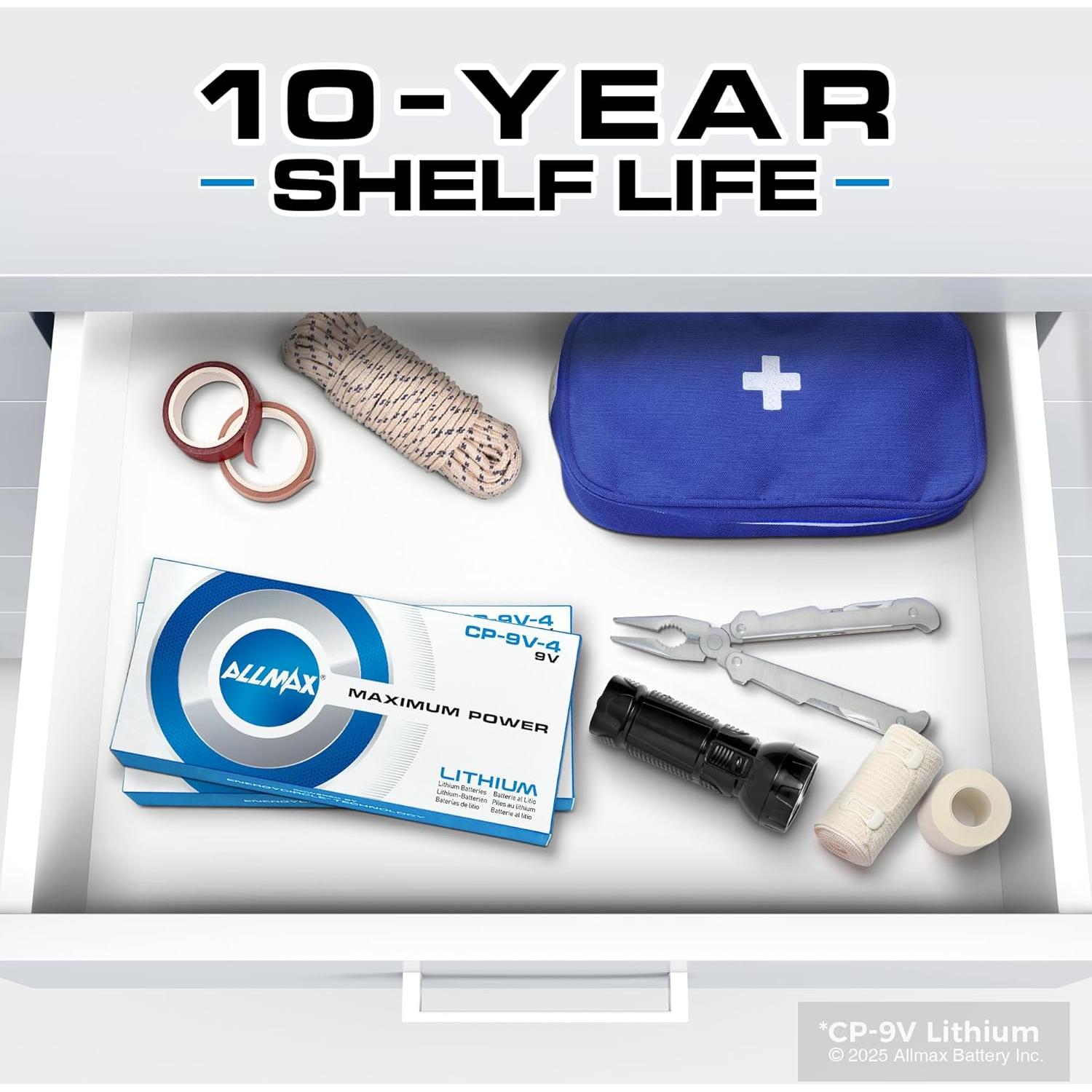 Baterías de Litio Allmax 9V - Máxima Potencia, 4 Unidades