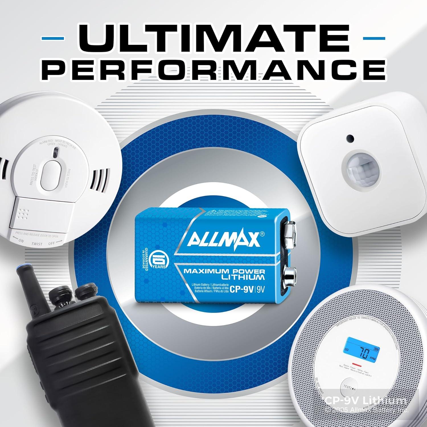 Baterías de Litio Allmax 9V - Máxima Potencia, 4 Unidades