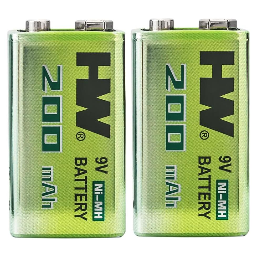 Baterías recargables de 9V HW - Paquete de 2 NIMH 1800mWh