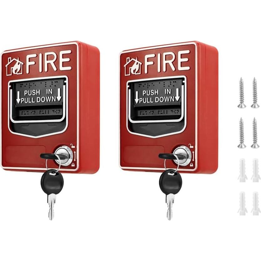 Estación de Alarma de Incendio QWORK, Paquete de 2 Botones Manuales