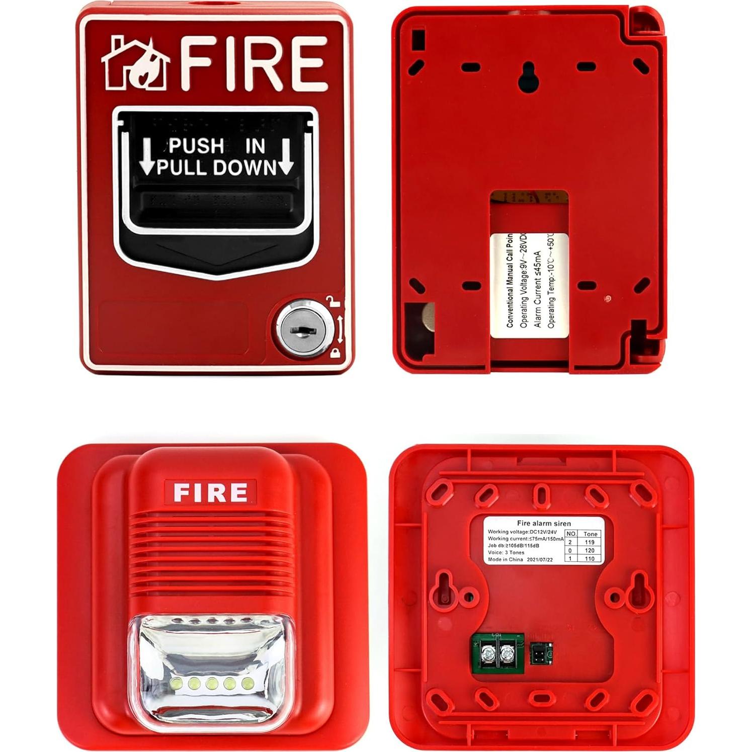 Estación de Alarma de Incendio QWORK Manual Doble Acción 9-24V