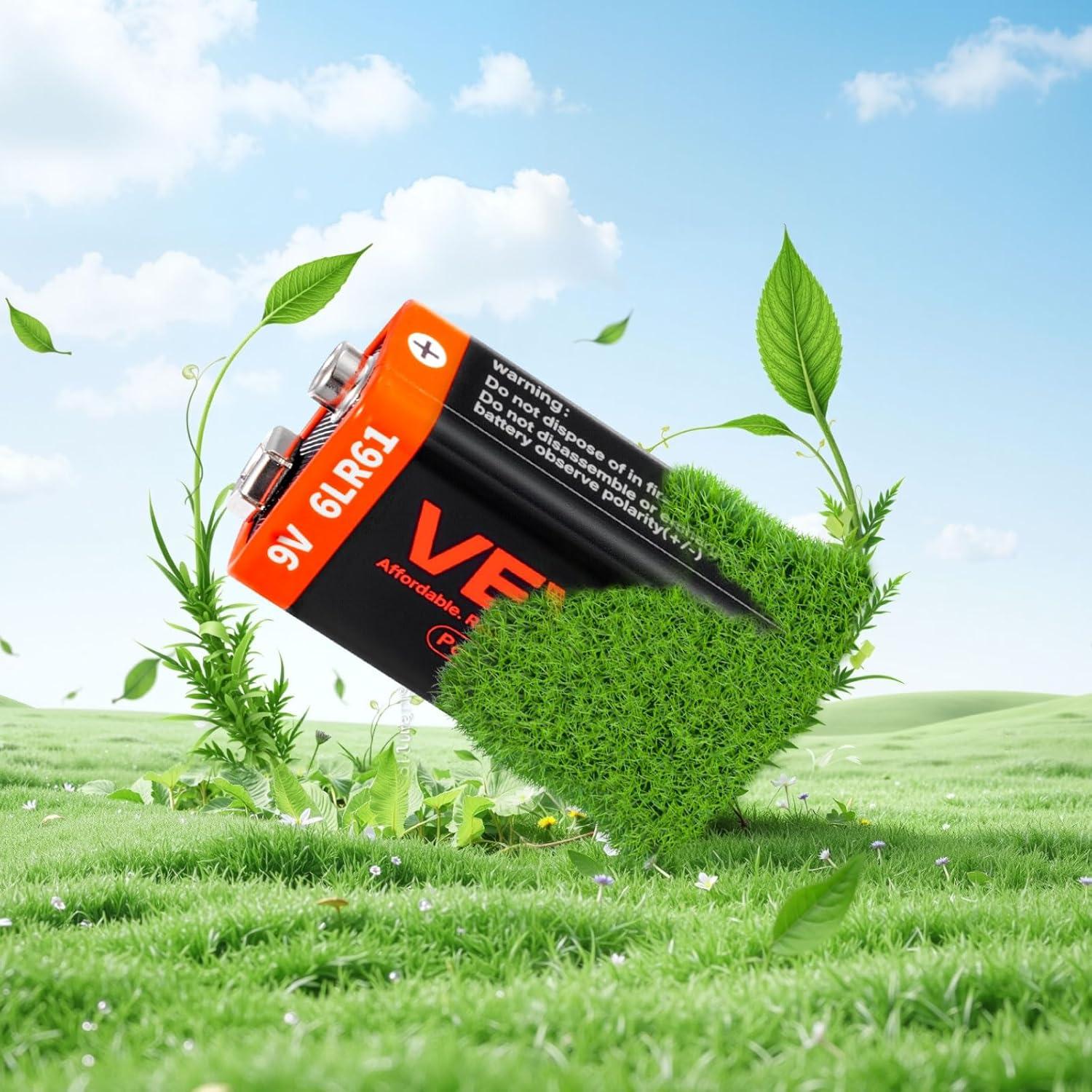 Baterías Alcalinas 9V VEVOR - Paquete de 12, Duraderas