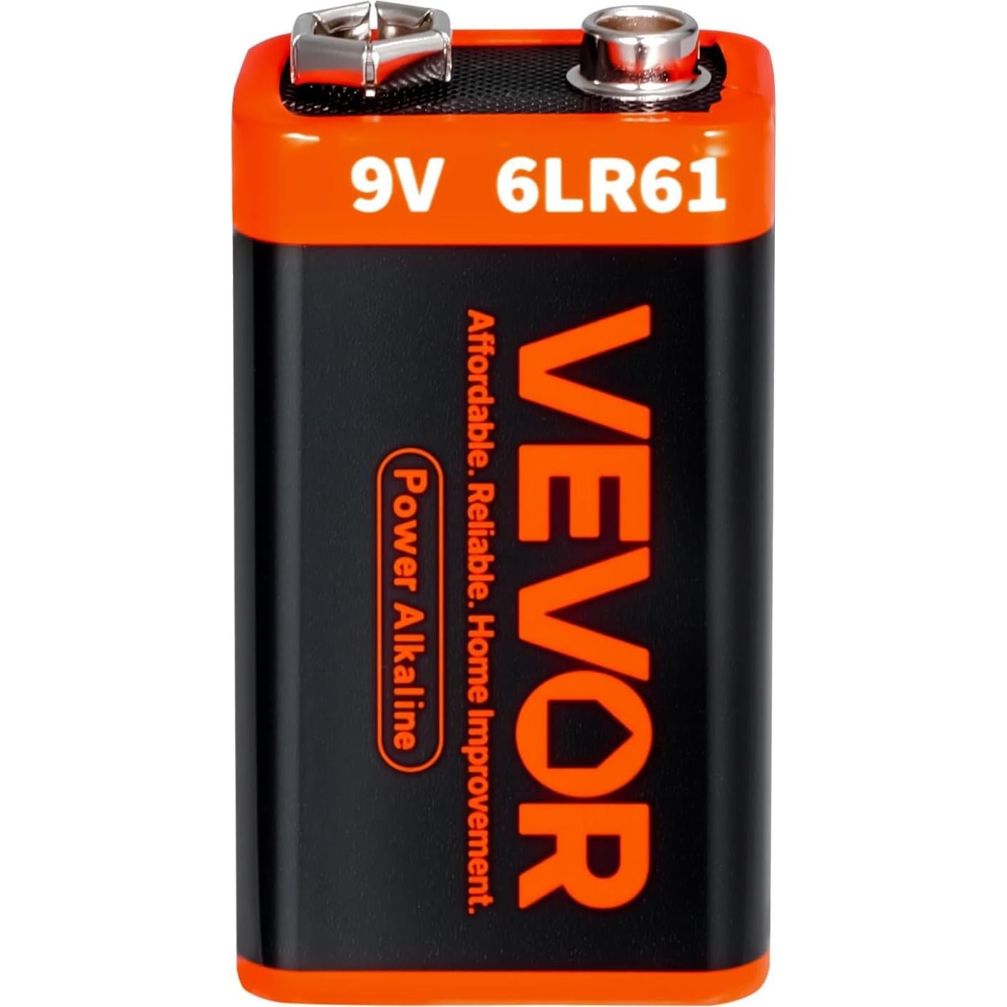 Baterías Alcalinas 9V VEVOR - Paquete de 12, Duraderas