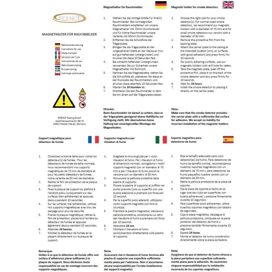Soporte Magnético Autoadhesivo ECENCE 20pcs para Detectores de Humo
