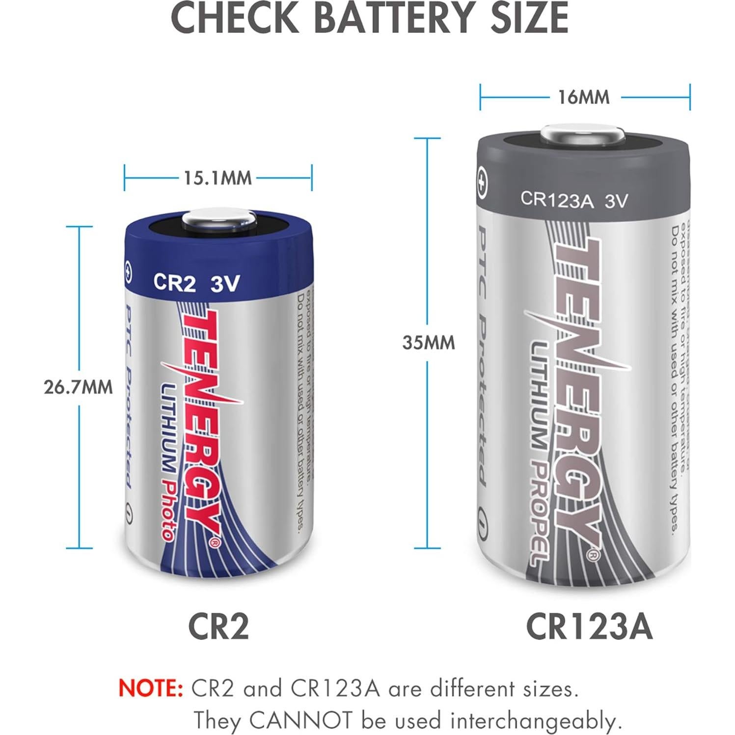 Batería de Litio CR2 3V Tenergy No Recargable Paquete de 10