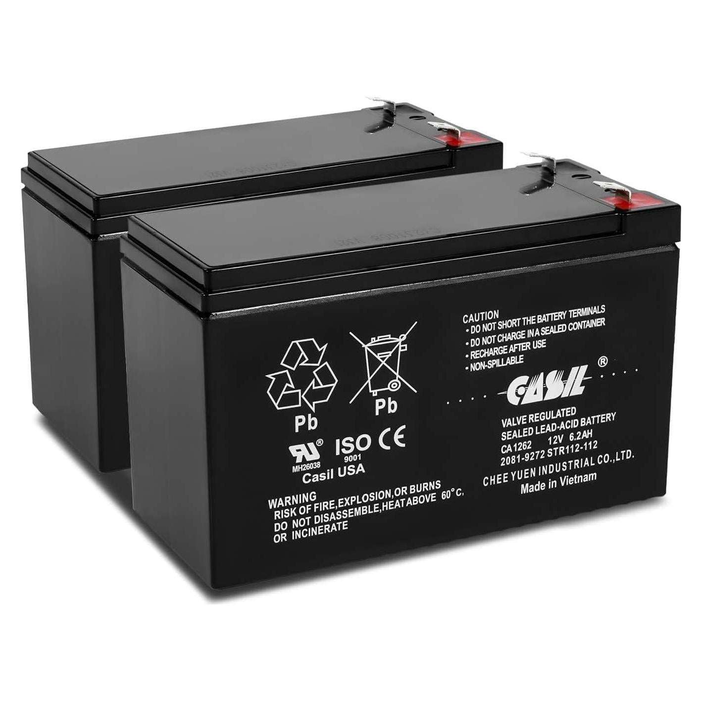 Batería Recargable 12V 6.2Ah Casil CA1262 F2 - Paquete de 2