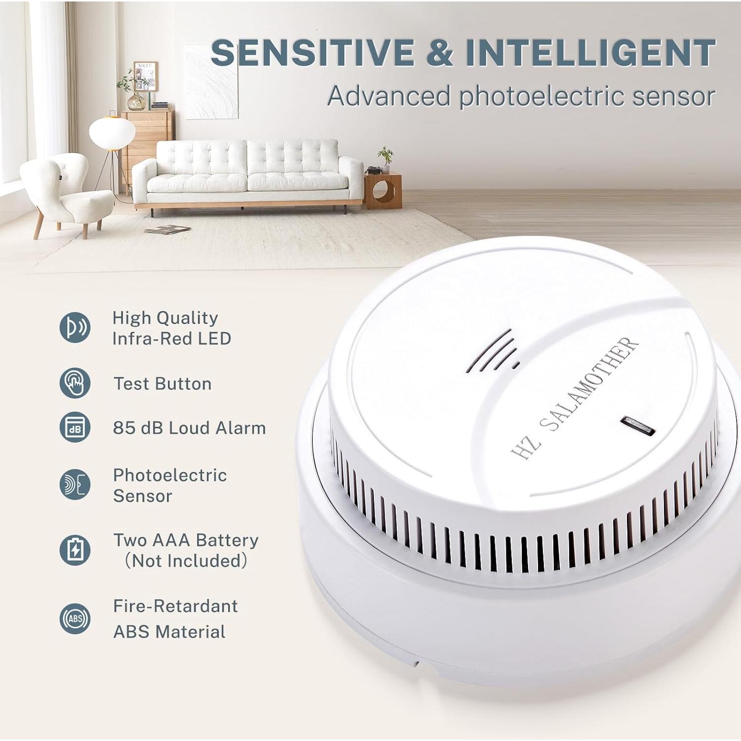 Detector de Humo HZ SALAMOTHER Fotoeléctrico 4 Unidades