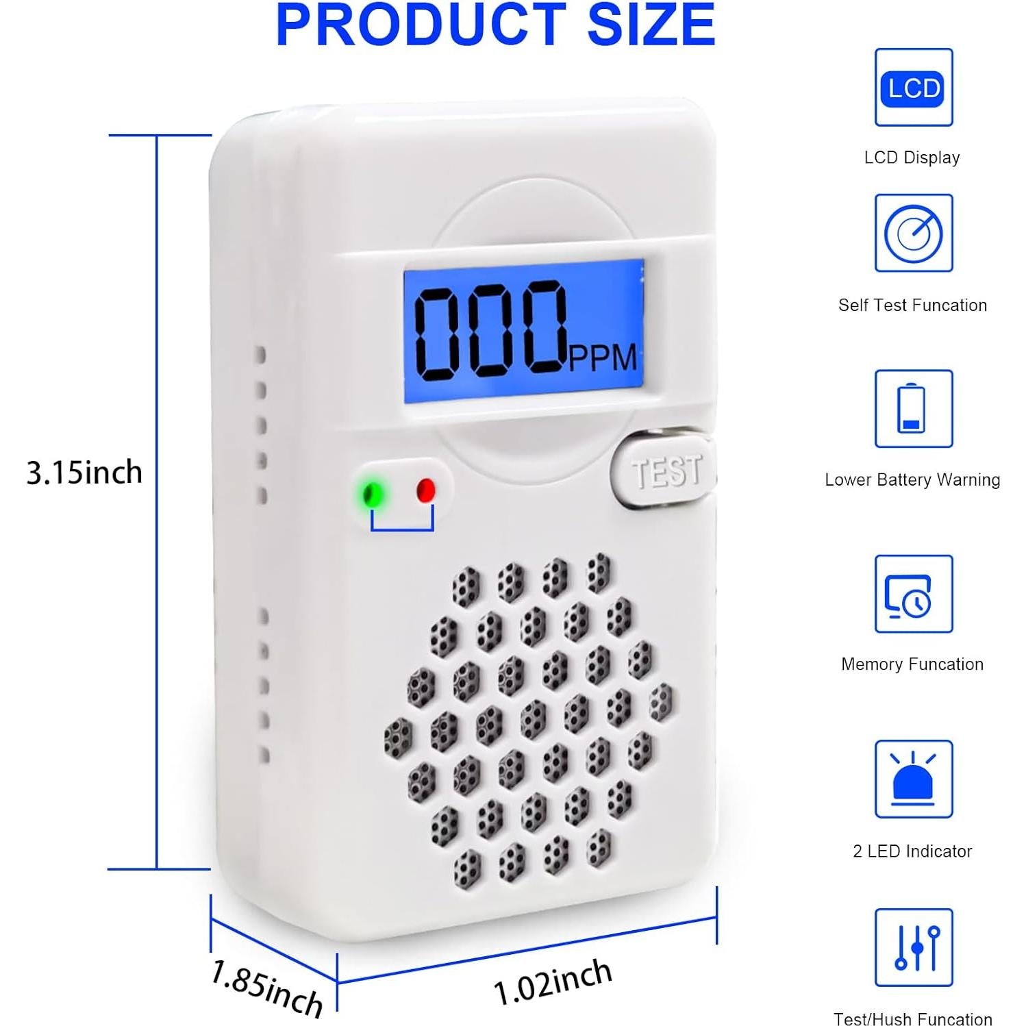 Detector de Monóxido de Carbono Chagasort CDR-817 - 2 Paquetes