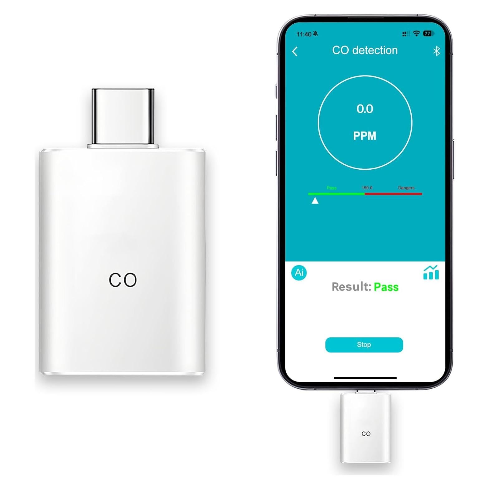 Detector de Monóxido de Carbono WuayMiy CO01 Portátil USB