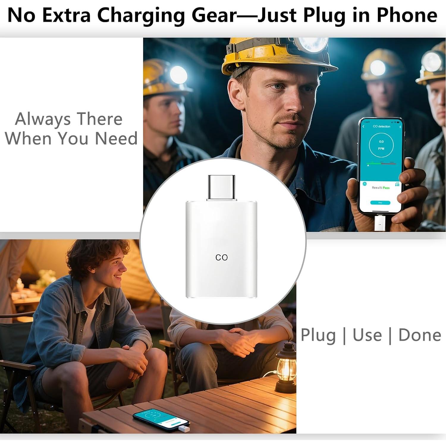 Detector de Monóxido de Carbono WuayMiy CO01 Portátil USB