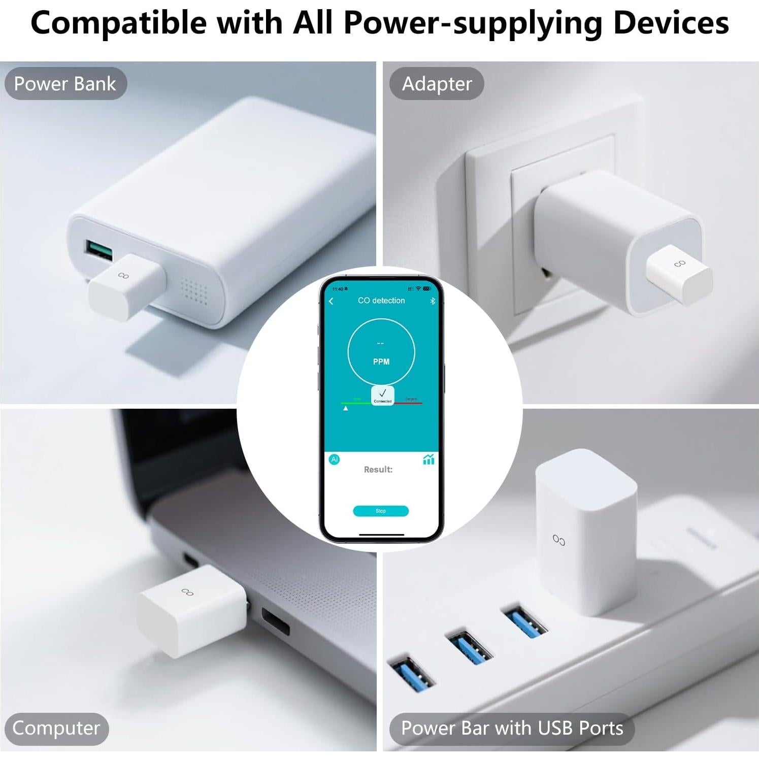 Detector de Monóxido de Carbono WuayMiy CO01 Portátil USB