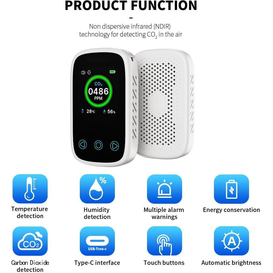 Monitor de CO2 Portátil Norpolifomor AQT 3 en 1 Calidad Aire