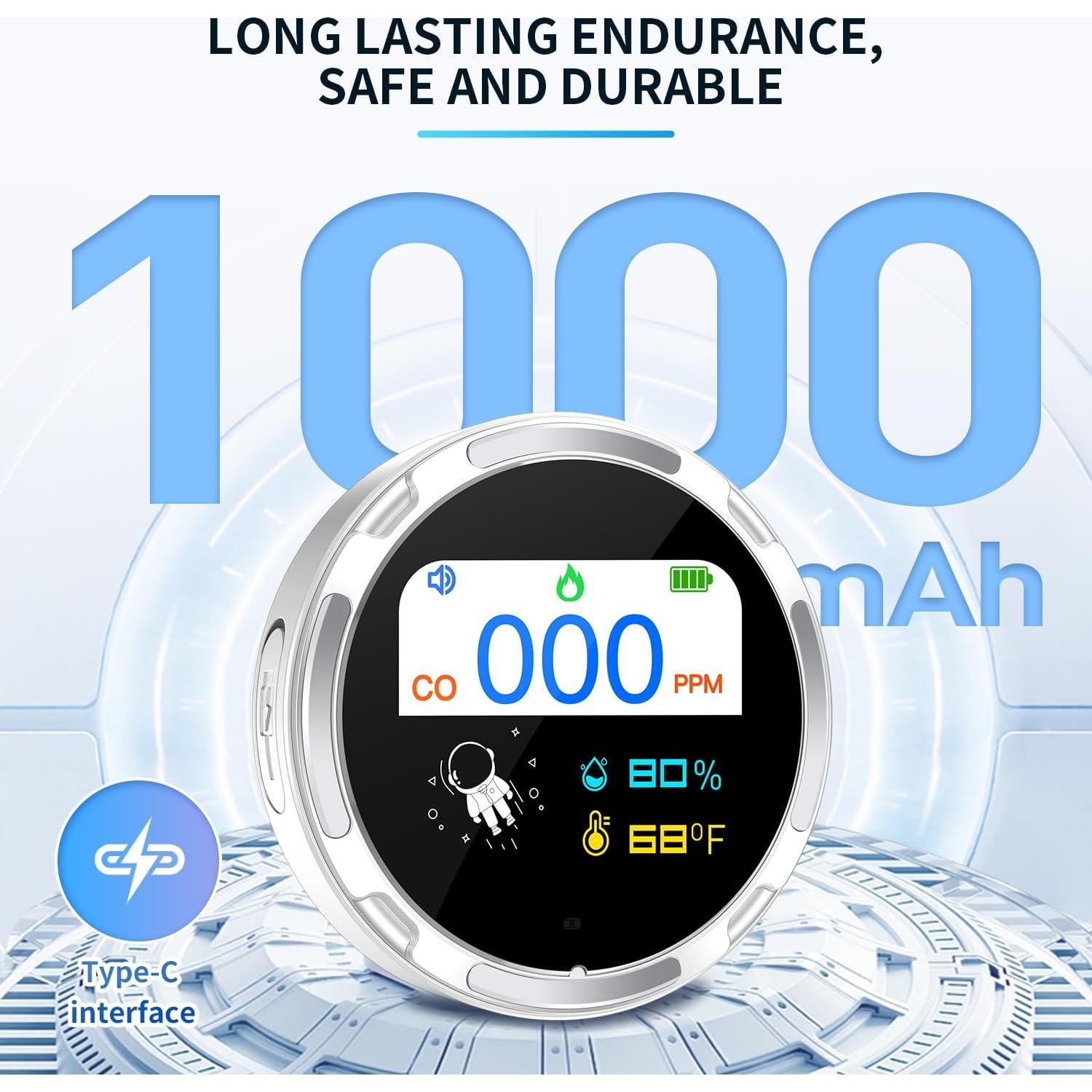 Detector de Monóxido de Carbono Portátil FuBegi HD08 Recargable