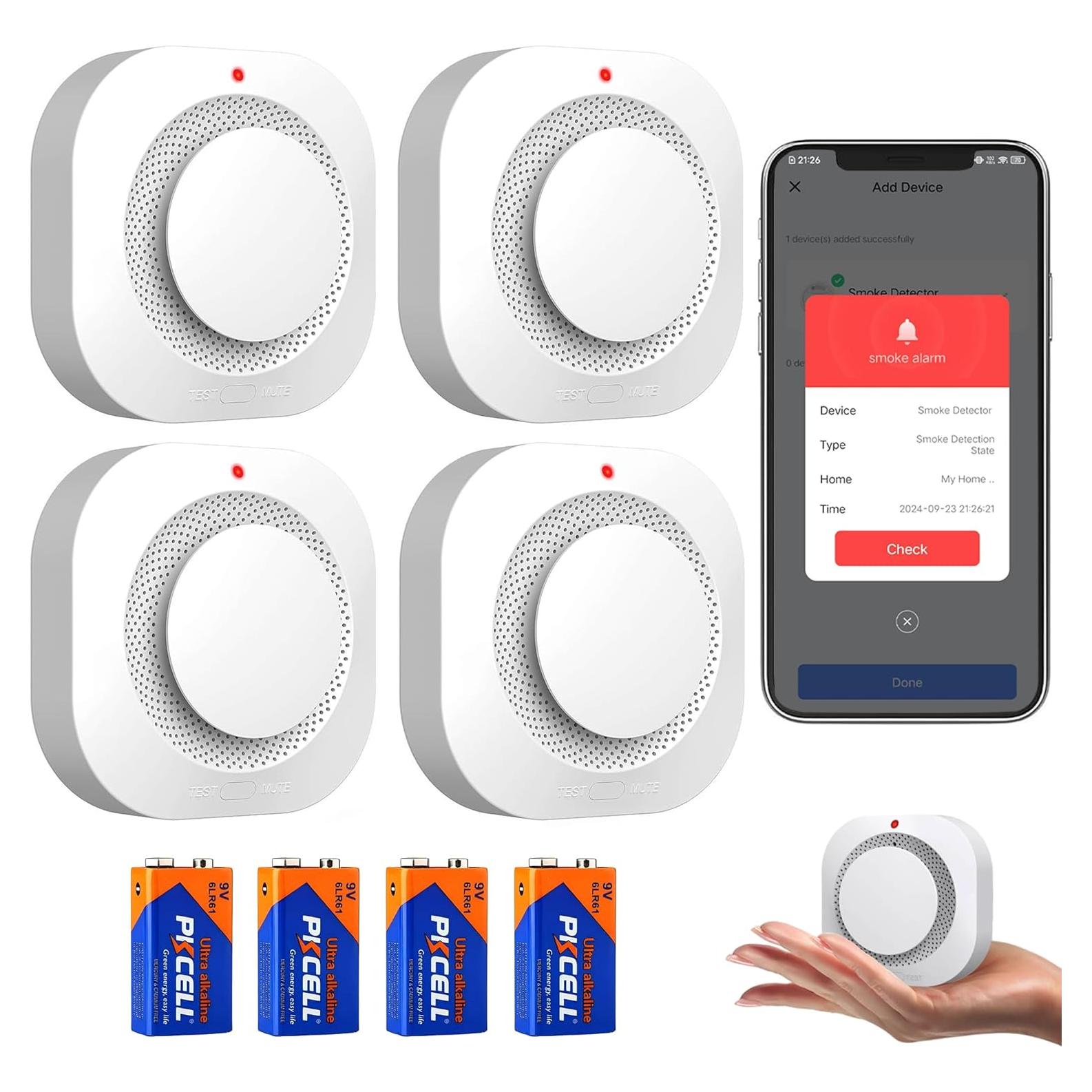 Detector de Humo Inteligente Woqucute Wi-Fi 4 Unidades