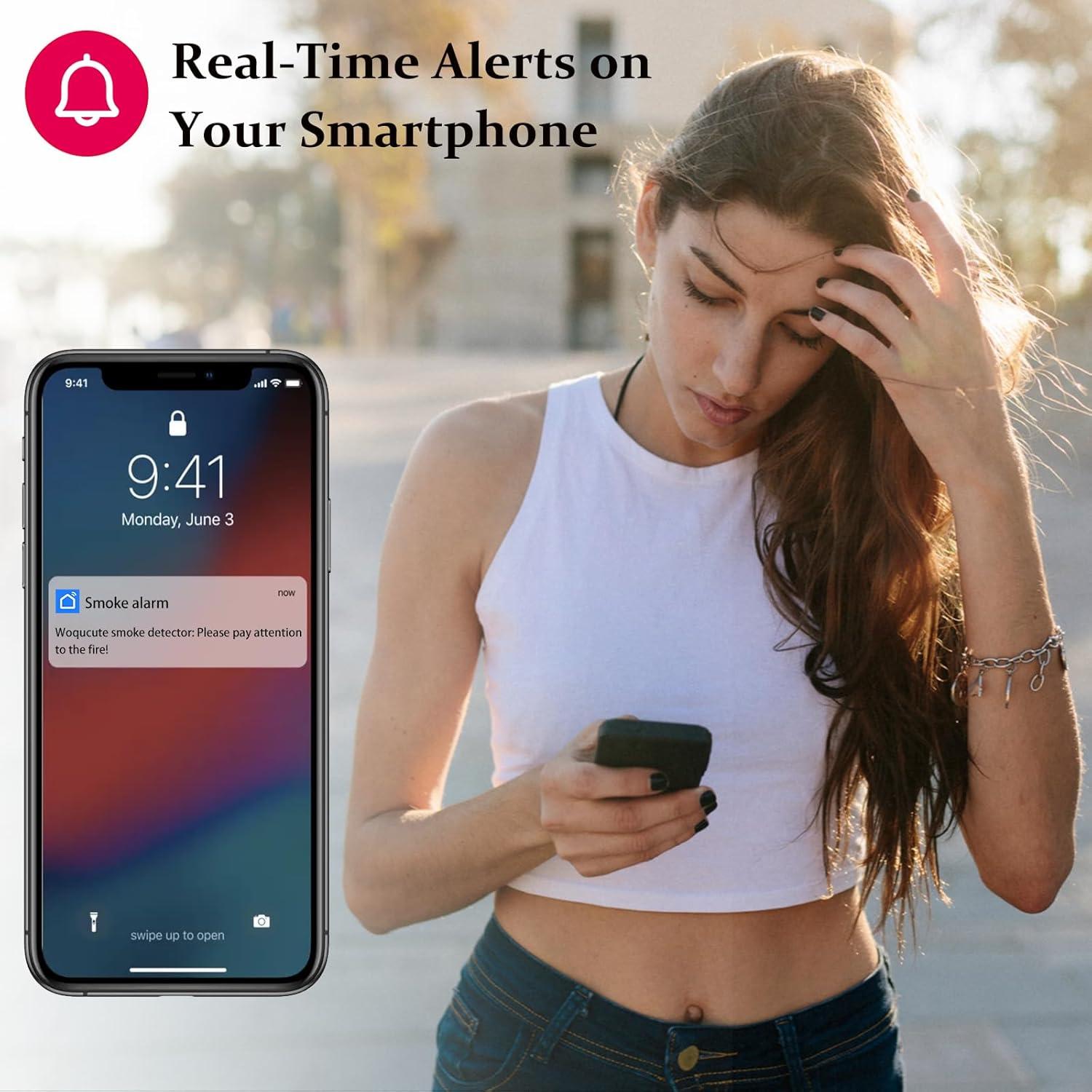 Detector de Humo Inteligente Woqucute Wi-Fi 4 Unidades