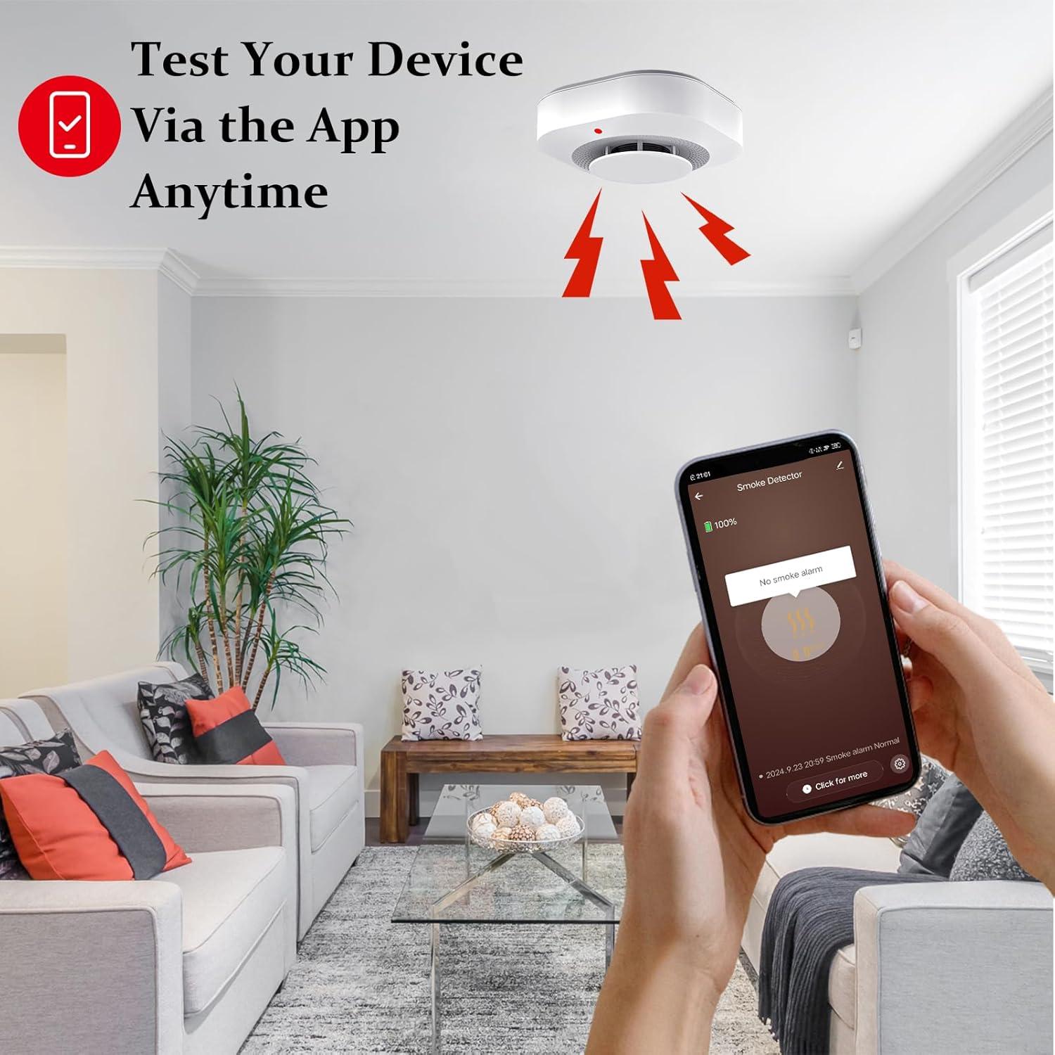 Detector de Humo Inteligente Woqucute Wi-Fi 4 Unidades