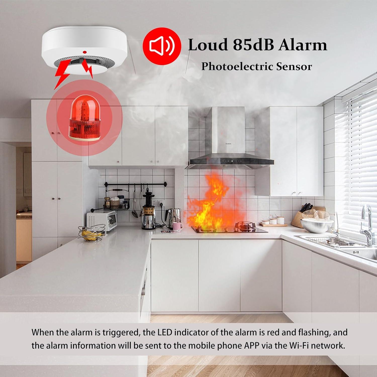 Detector de Humo Inteligente Woqucute Wi-Fi 4 Unidades