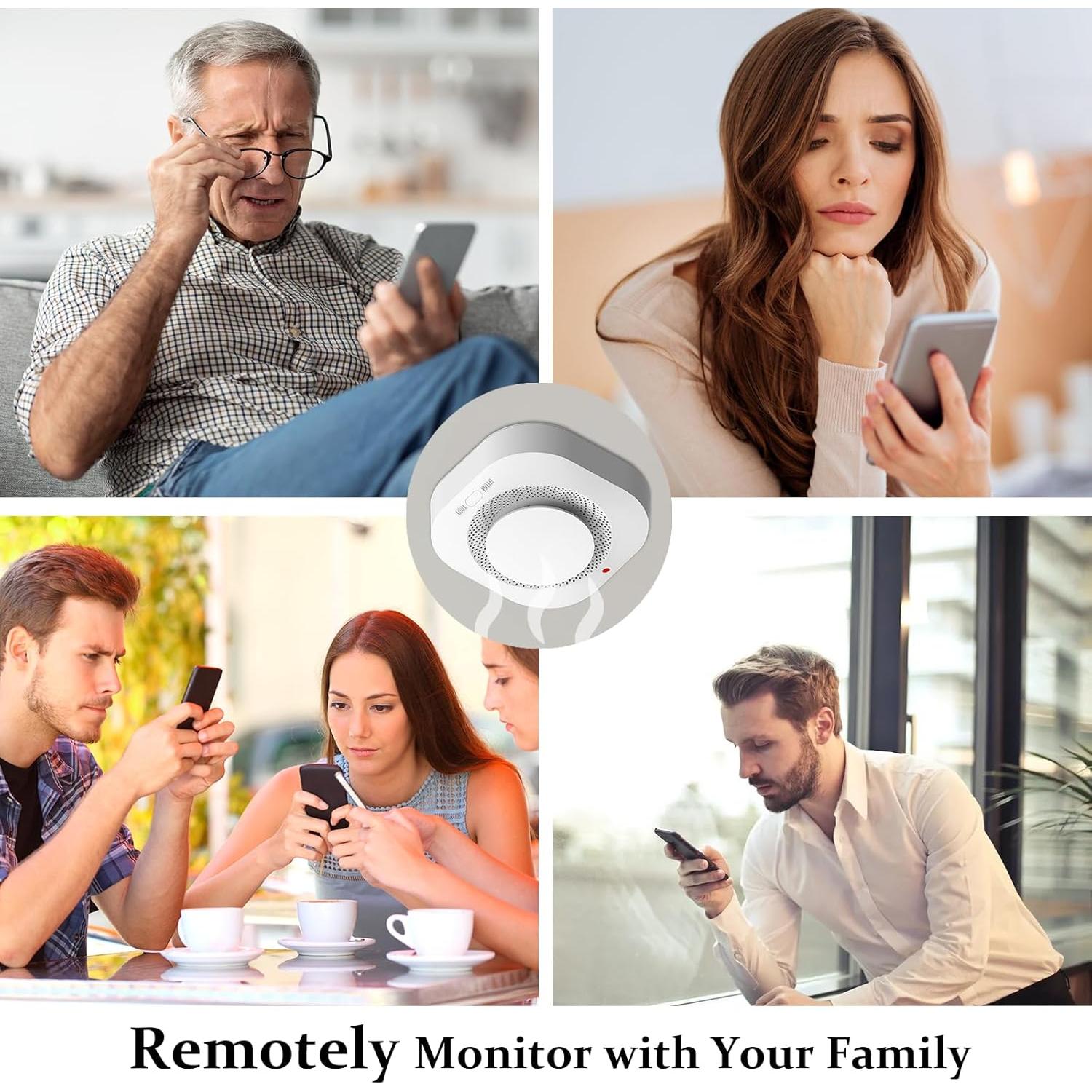 Detector de Humo Inteligente Woqucute Wi-Fi 4 Unidades