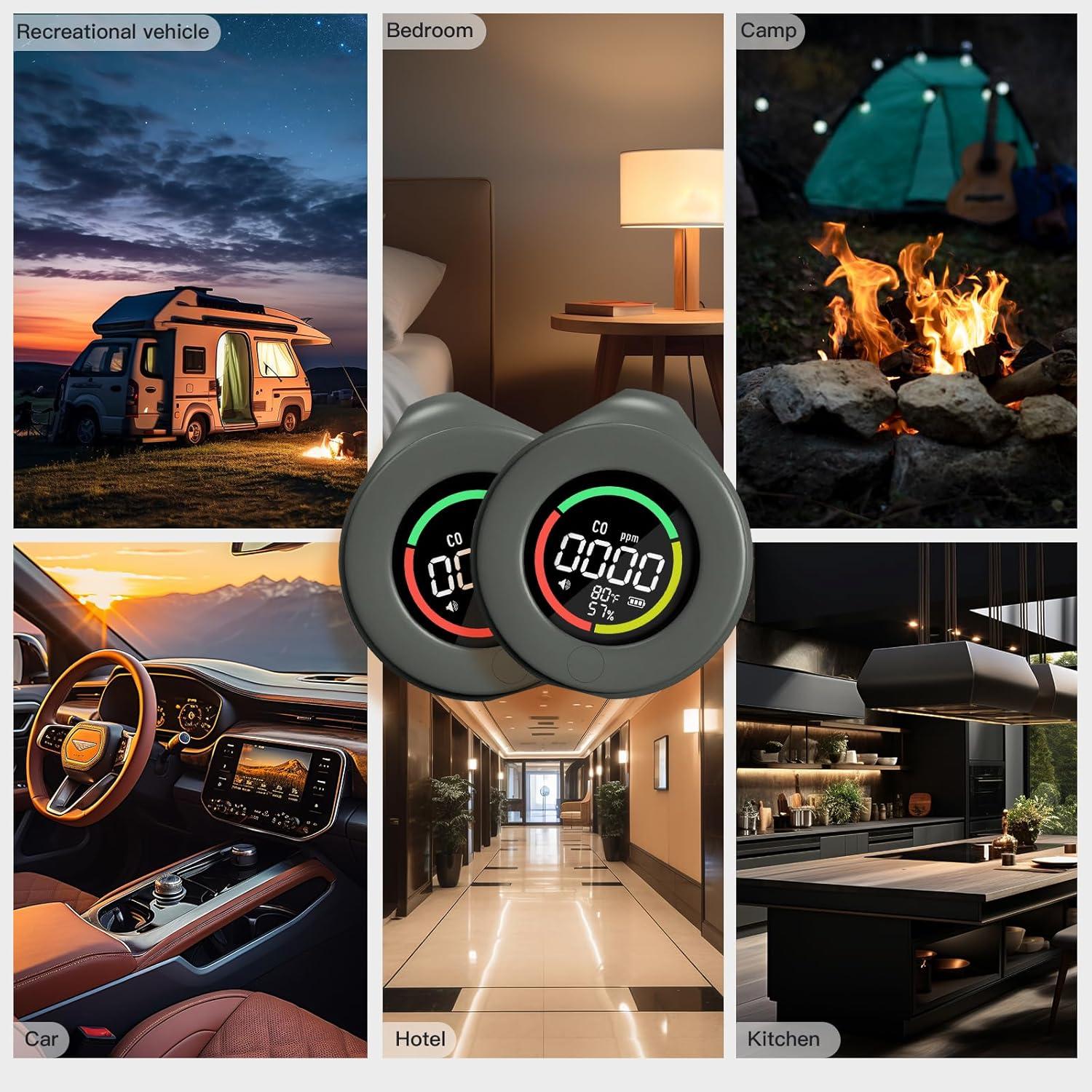 Detector de Monóxido de Carbono Portátil MOES, 120 Horas, Pantalla Color