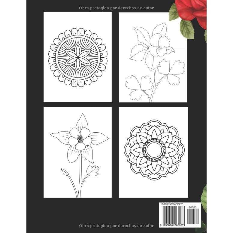 Flores Y Mandalas Libro Para Colorear Facilmente Para Adultos: Diseños Grandes Y Fáciles Para Personas Mayores O Para Principiantes…Personas Mayores Regalos (Spanish Edition)