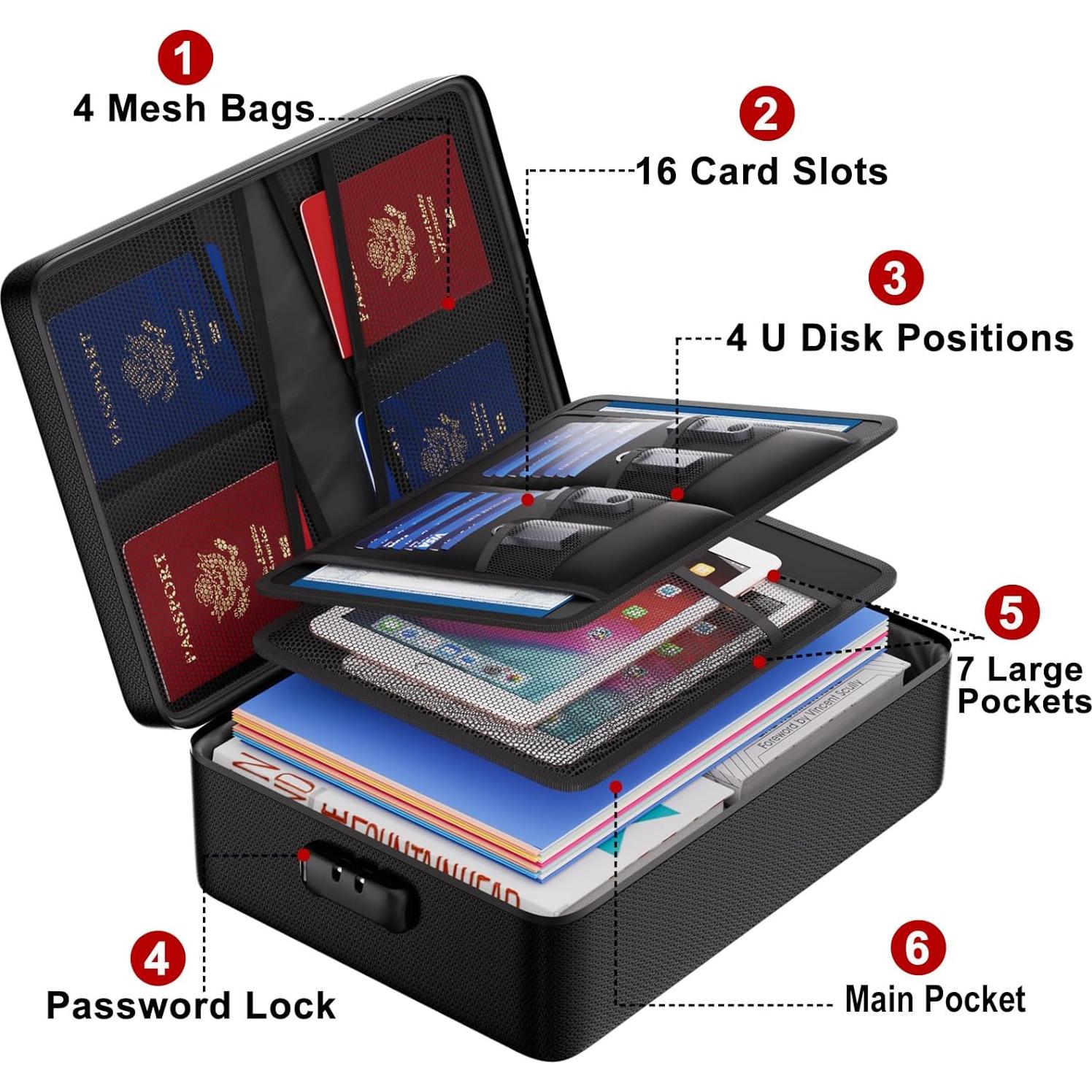 Bolsa de Documentos a Prueba de Fuego ENGPOW 36x27cm con Cerradura