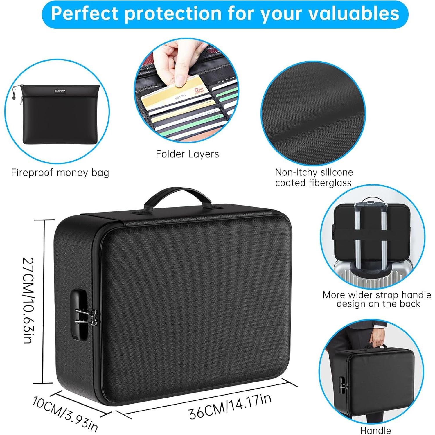 Bolsa de Documentos a Prueba de Fuego ENGPOW 36x27cm con Cerradura