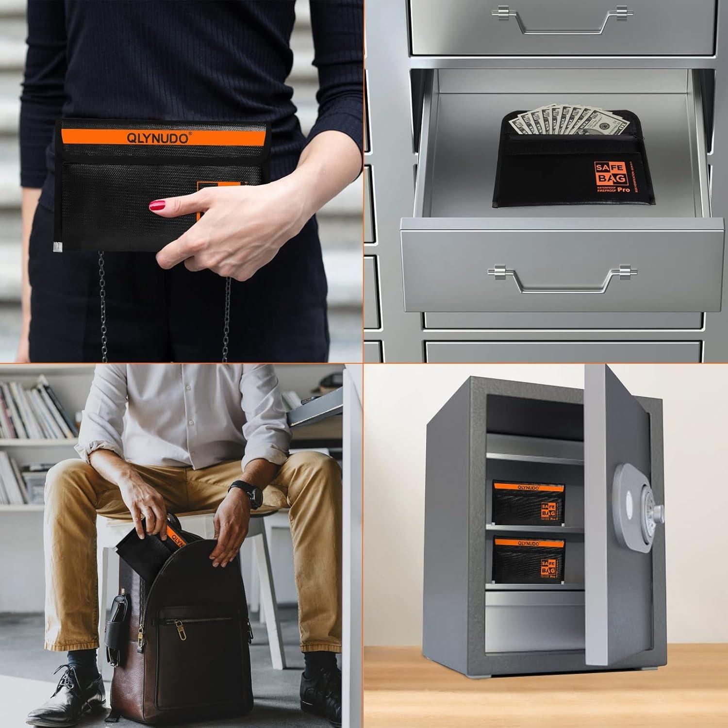 Bolsa a Prueba de Fuego QLYNUDO 9.5x5.8" para Efectivo