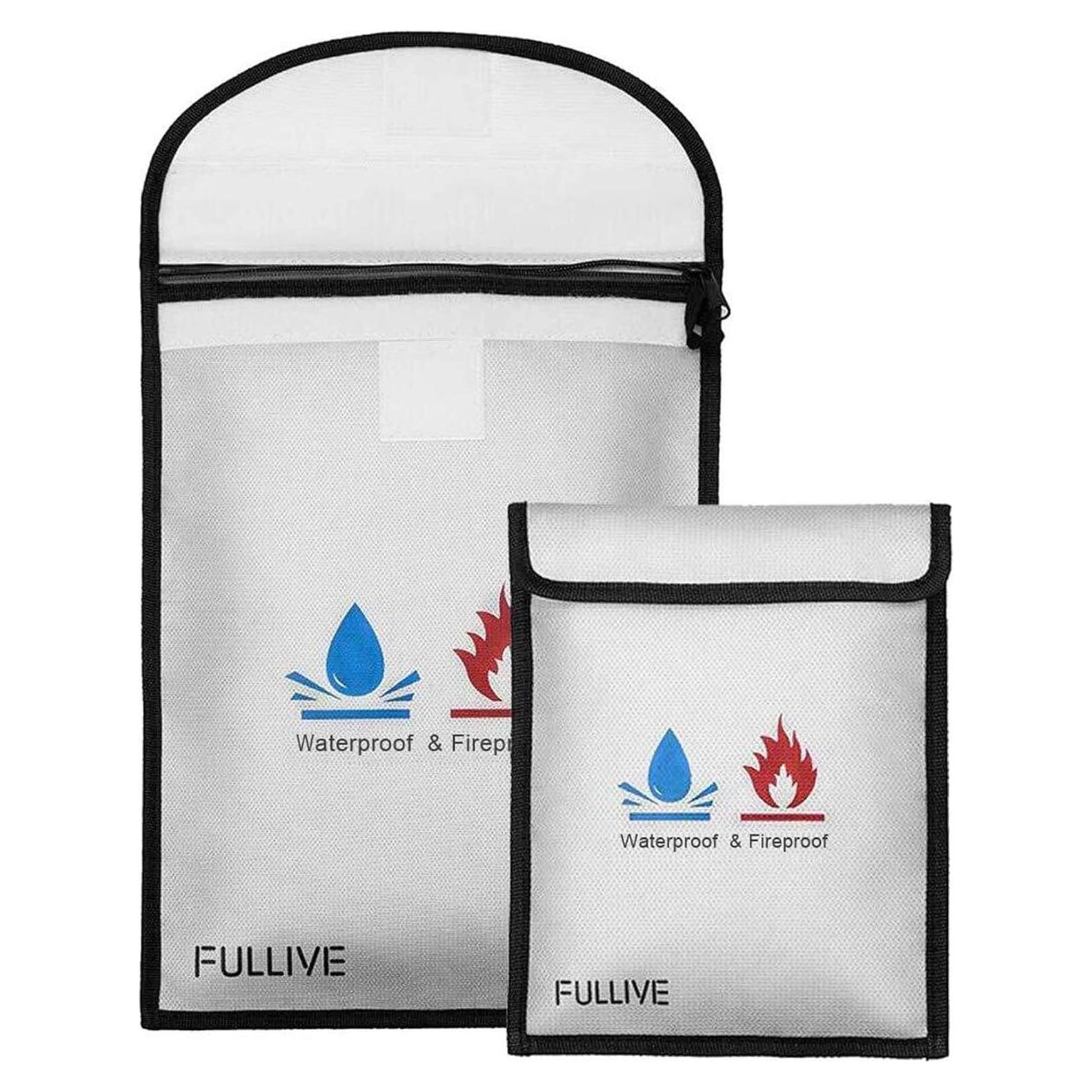 Bolsa Ignífuga Fullive 15x11 y 7x9 cm, Impermeable y Segura